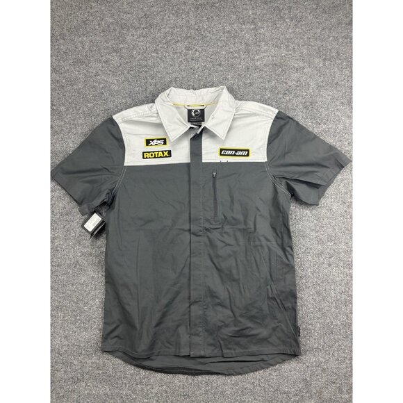 Can-Am Pit Shirt Mens Medium Charcoal Short Sleeve Garage Work BRP XPS Rotax - Picture 1 of 7